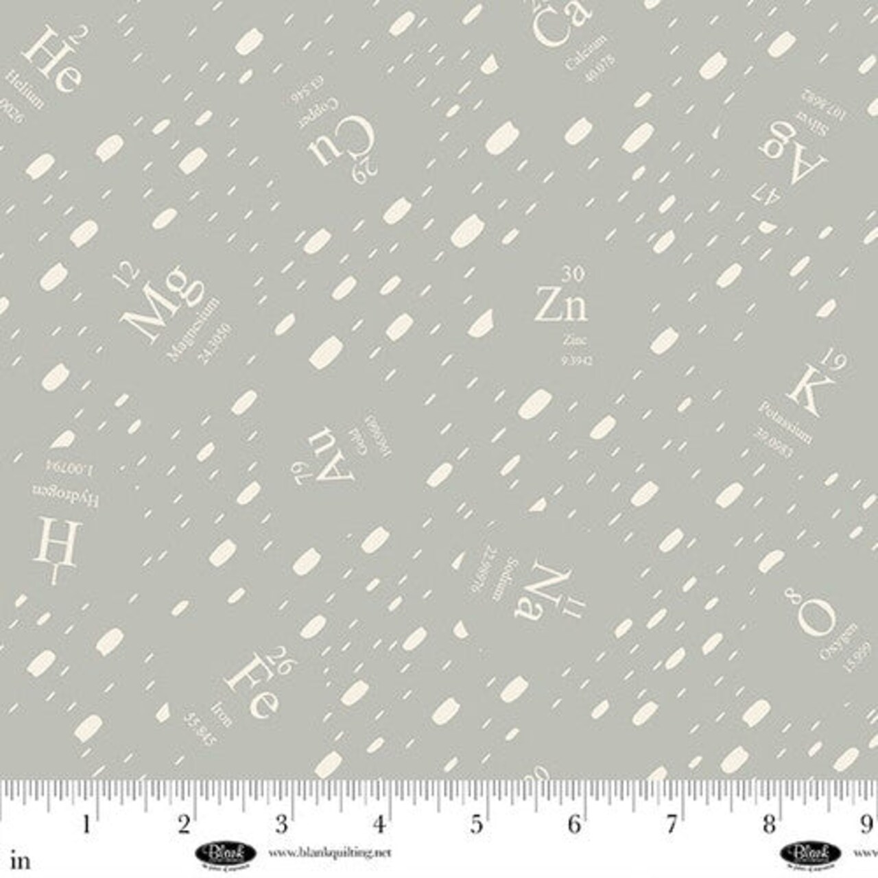 Fabric Blank Quilting Light Gray Molecular Formulas Science Lab by the Quarter Yard 3838-90